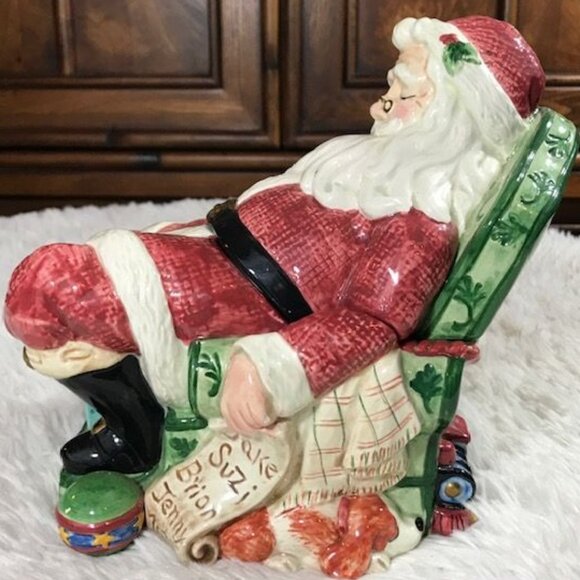 NWOT Fitz and Floyd Classics Sleeping Santa Ceramic Cookie Jar - Picture 3 of 12